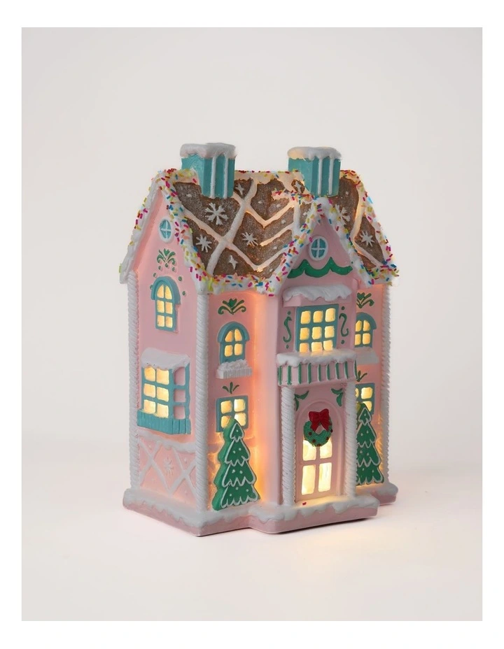 Nostalgia Resin Gingerbread House with LED in Multi: 27cm image 2