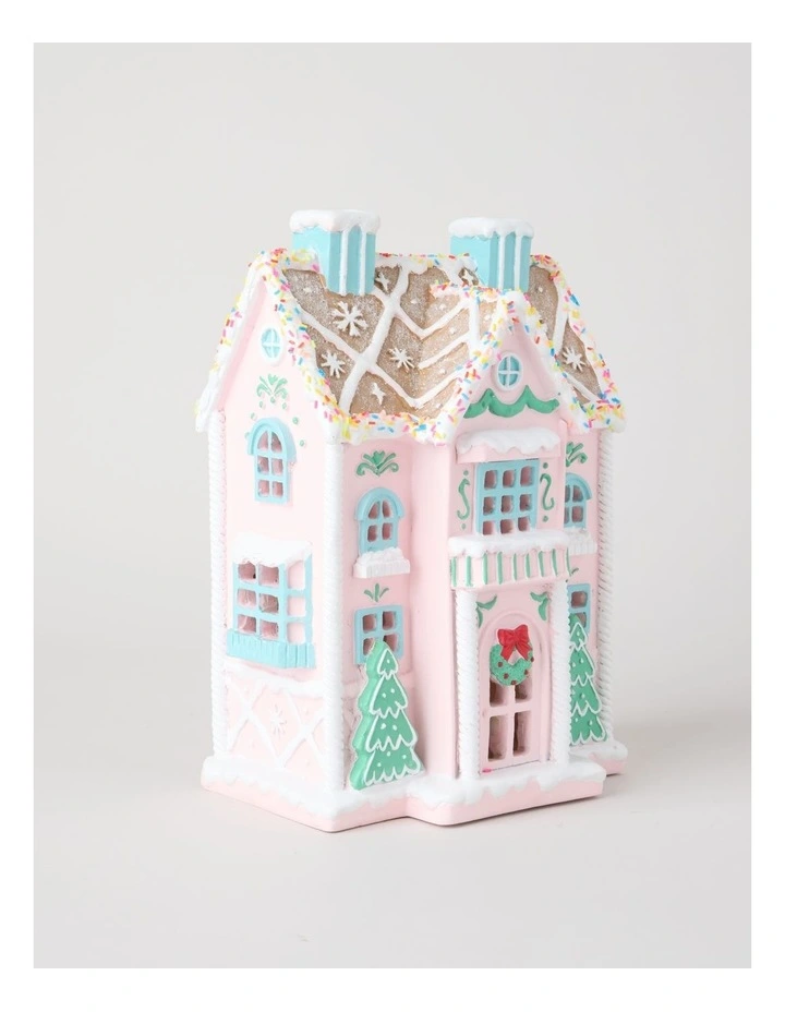 Nostalgia Resin Gingerbread House with LED in Multi: 27cm image 3