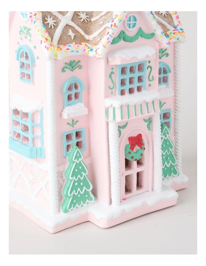 Nostalgia Resin Gingerbread House with LED in Multi: 27cm image 4