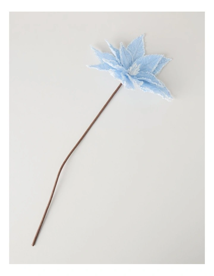 Luxe Fabric Poinsettia Pick in Blue: 58cm image 2