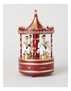 Heirloom Carousel with Musical Decoration in Red: 24cm
