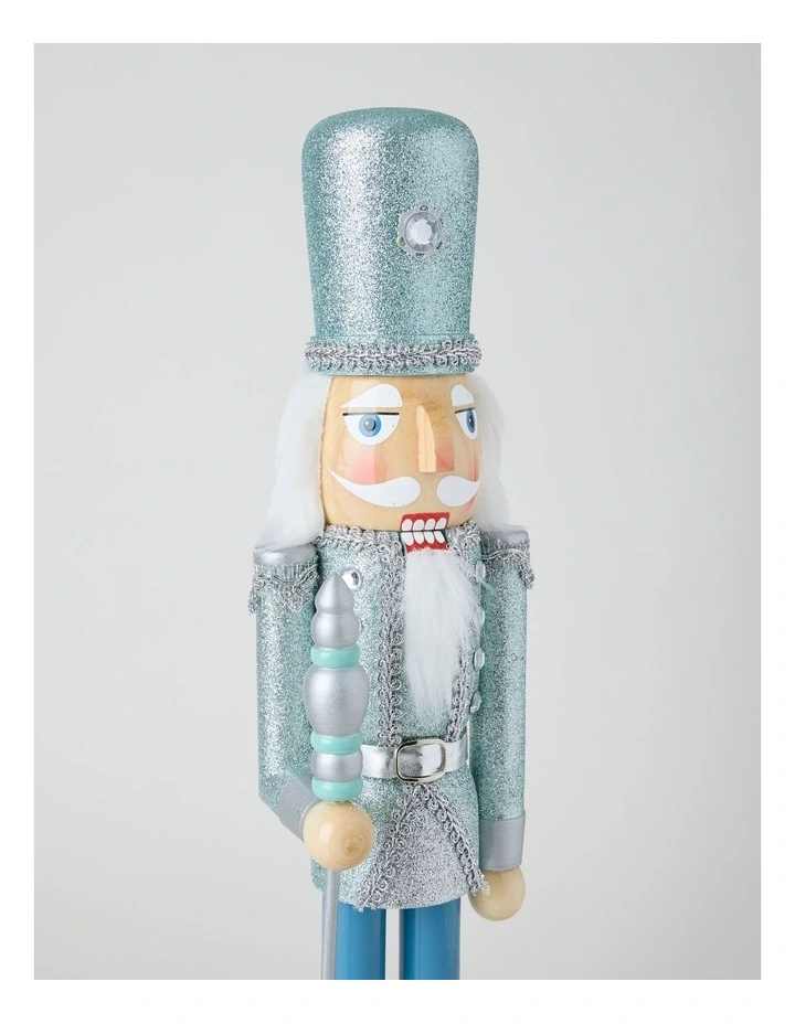 Wooden Oversized Glittered Nutcracker in Blue: 50cm image 3