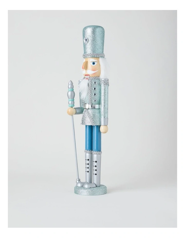Wooden Oversized Glittered Nutcracker in Blue: 50cm image 4