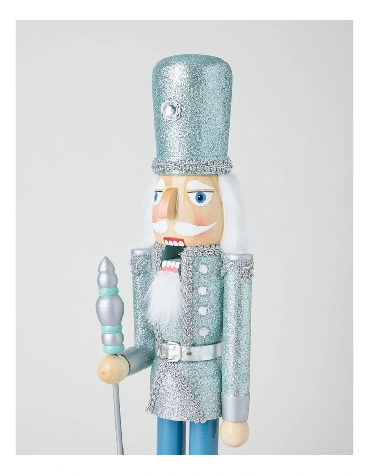 Wooden Oversized Glittered Nutcracker in Blue: 50cm image 5