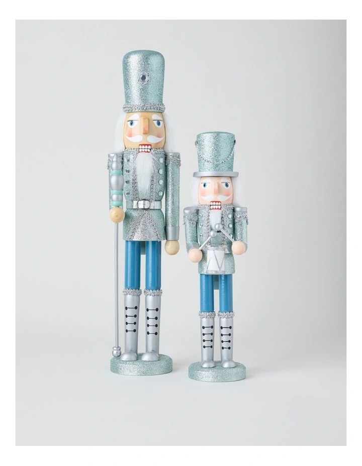 Wooden Oversized Glittered Nutcracker in Blue: 50cm image 6