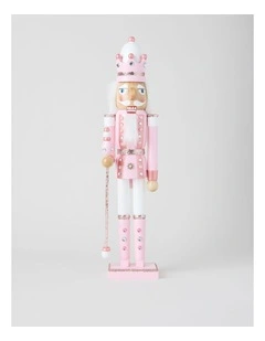 Wooden Oversized Glittered Nutcracker in Pink: 50cm