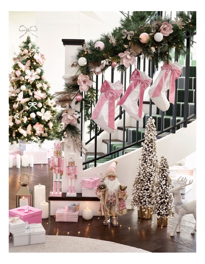 Wooden Oversized Glittered Nutcracker in Pink: 50cm image 2