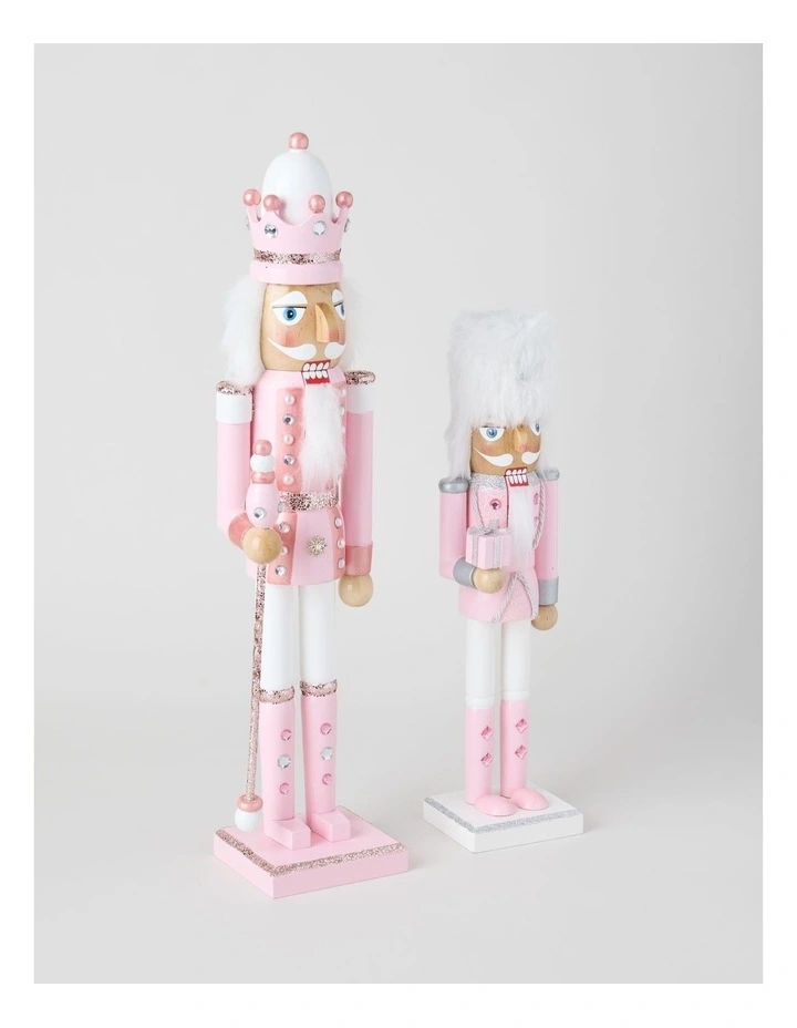 Wooden Oversized Glittered Nutcracker in Pink: 50cm image 6