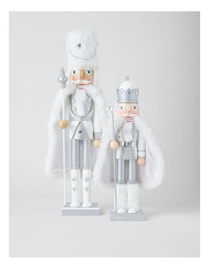 Wooden Oversized Glittered Nutcracker in White: 50cm image 6