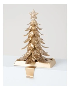 Harvest Metal Tree with Star Stocking Holder in Bronze: 20cm