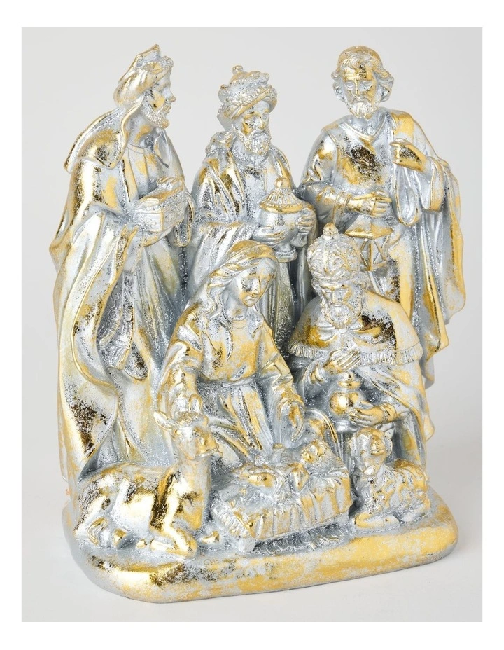 Heirloom Resin Nativity Home Decoration in Gold: 21cm image 2