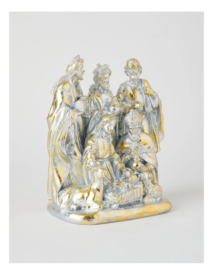 Heirloom Resin Nativity Home Decoration in Gold: 21cm image 3