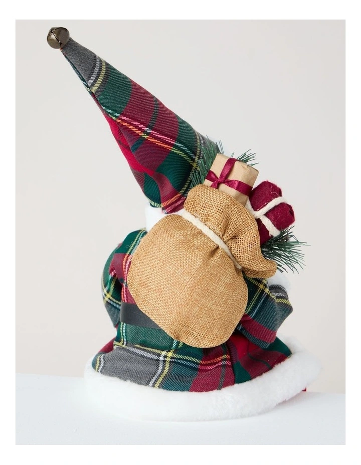 Heirloom Christmas Flannel Faux Fur Sitting Santa with Lantern 30cm in Red/Black image 3