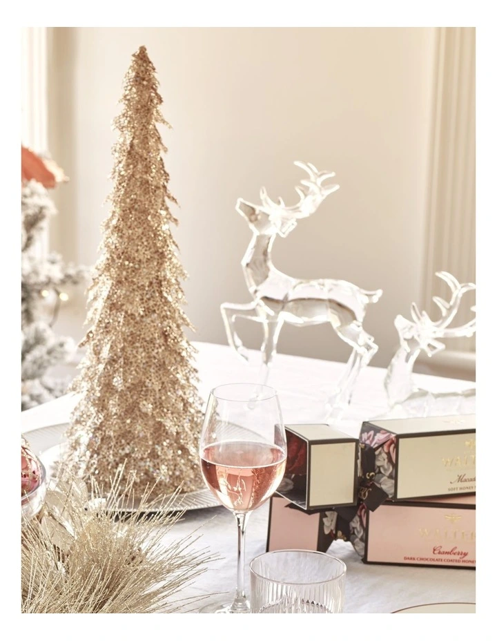 Luxe Christmas Champagne Glitter Triangle Leaf Tree Decoration image 2