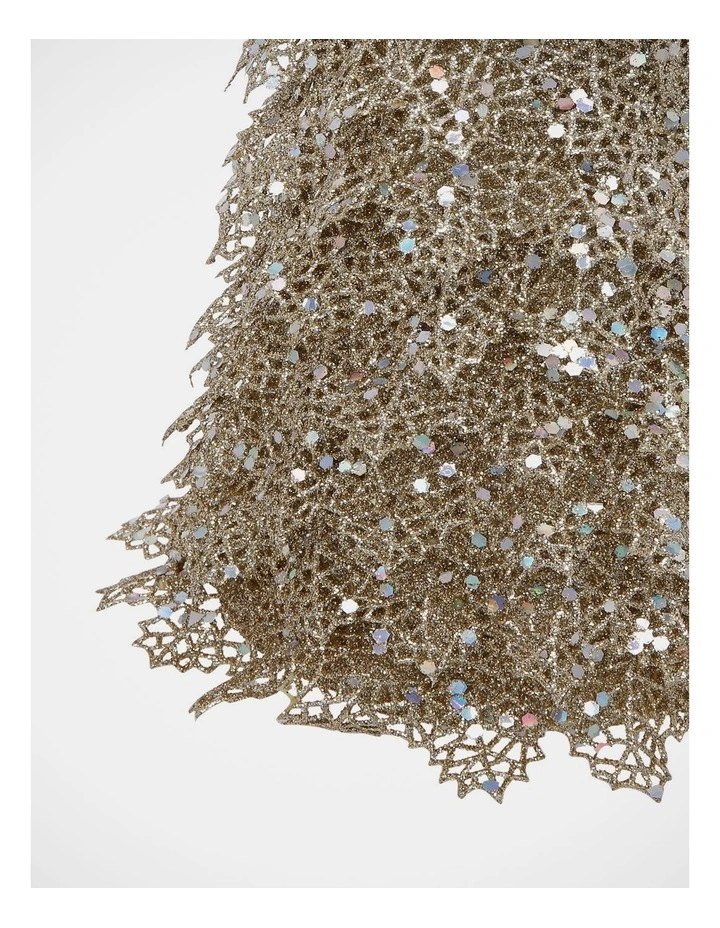 Luxe Christmas Champagne Glitter Triangle Leaf Tree Decoration image 4