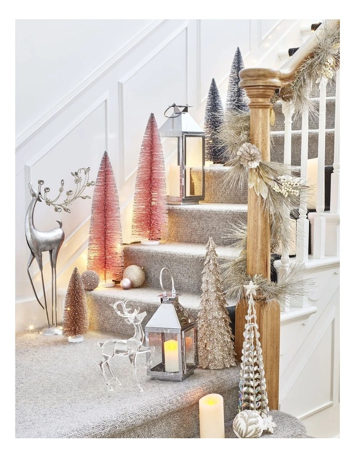 Luxe Christmas Champagne Glitter Triangle Leaf Tree Decoration image 5