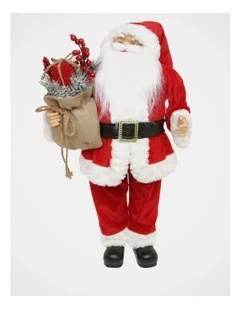 Heirloom Christmas Balthazar Fabric Santa withFoliage Sack