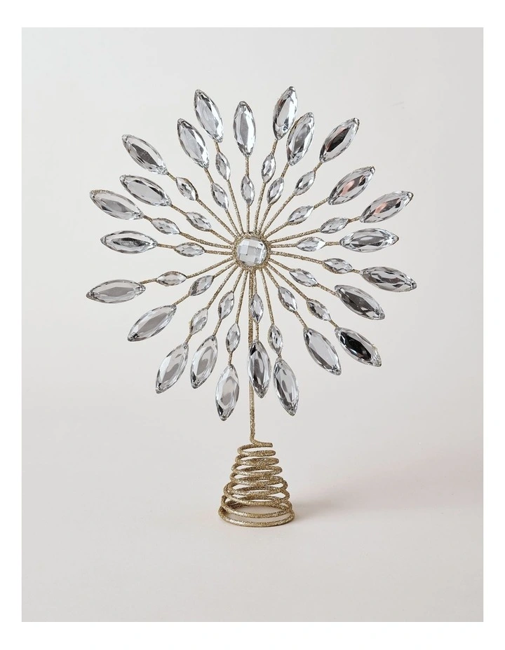 Luxe Christmas Champagne Gem & Glitter Snowflake Tree Topper image 2