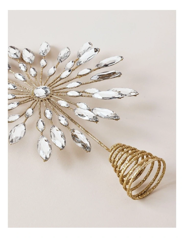 Luxe Christmas Champagne Gem & Glitter Snowflake Tree Topper image 3