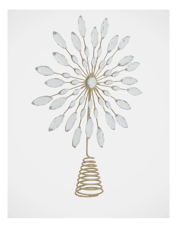 Luxe Christmas Champagne Gem & Glitter Snowflake Tree Topper image 4