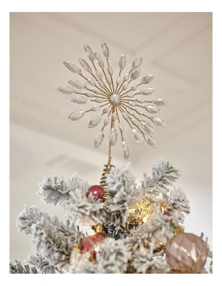 Luxe Christmas Champagne Gem & Glitter Snowflake Tree Topper image 5
