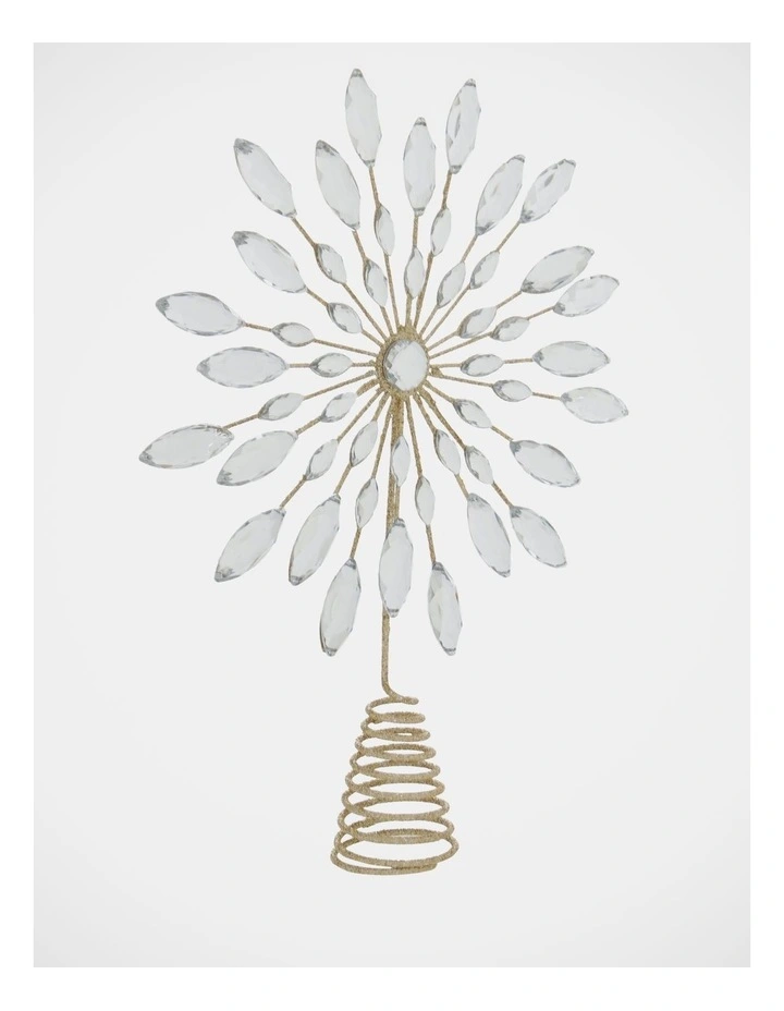 Luxe Christmas Champagne Gem & Glitter Snowflake Tree Topper image 5