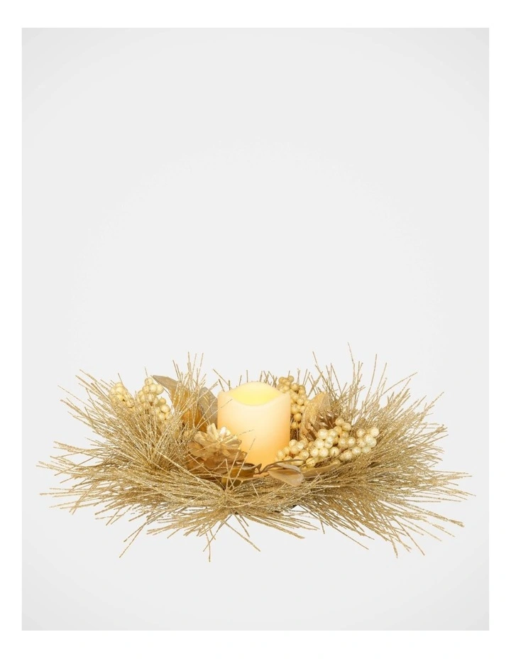 Luxe Christmas Glittered Pine, Faux Berry & Pinecone Hurricane image 2