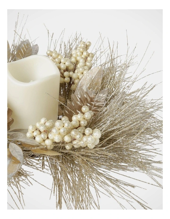 Luxe Christmas Glittered Pine, Faux Berry & Pinecone Hurricane image 3
