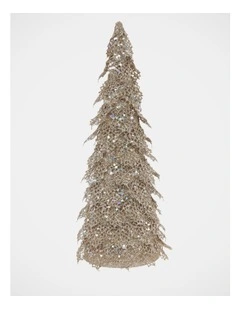Luxe Christmas Champagne Glitter Triangle Leaf Tree Decoration