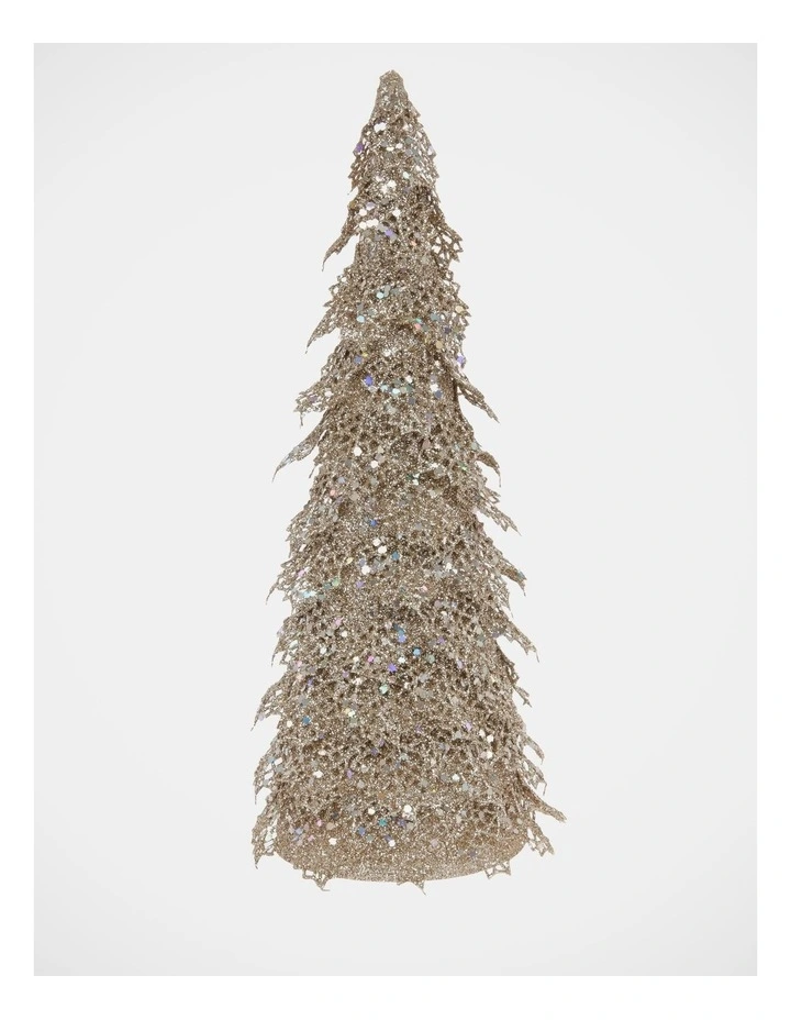 Luxe Christmas Champagne Glitter Triangle Leaf Tree Decoration image 1