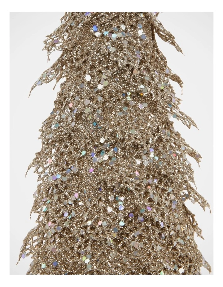 Luxe Christmas Champagne Glitter Triangle Leaf Tree Decoration image 2