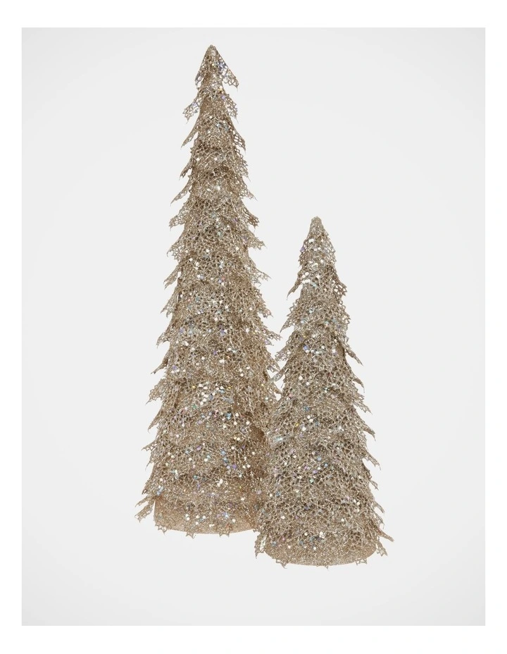 Luxe Christmas Champagne Glitter Triangle Leaf Tree Decoration image 5