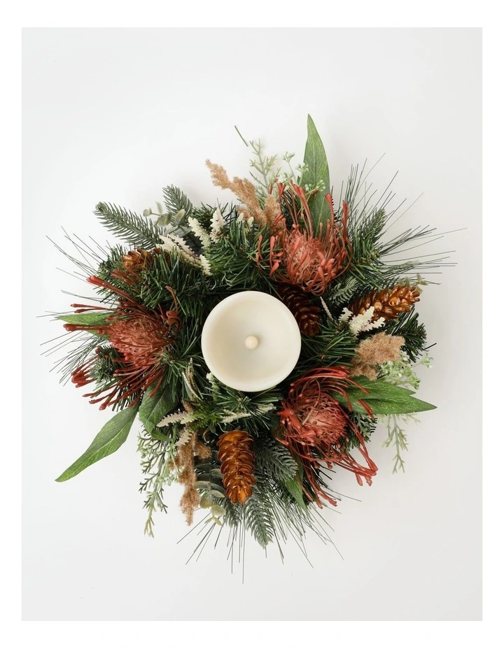 Eucalyptus Christmas Plastic Protea, Faux Pine & Foliage Hurricane 10 cm in Green image 2