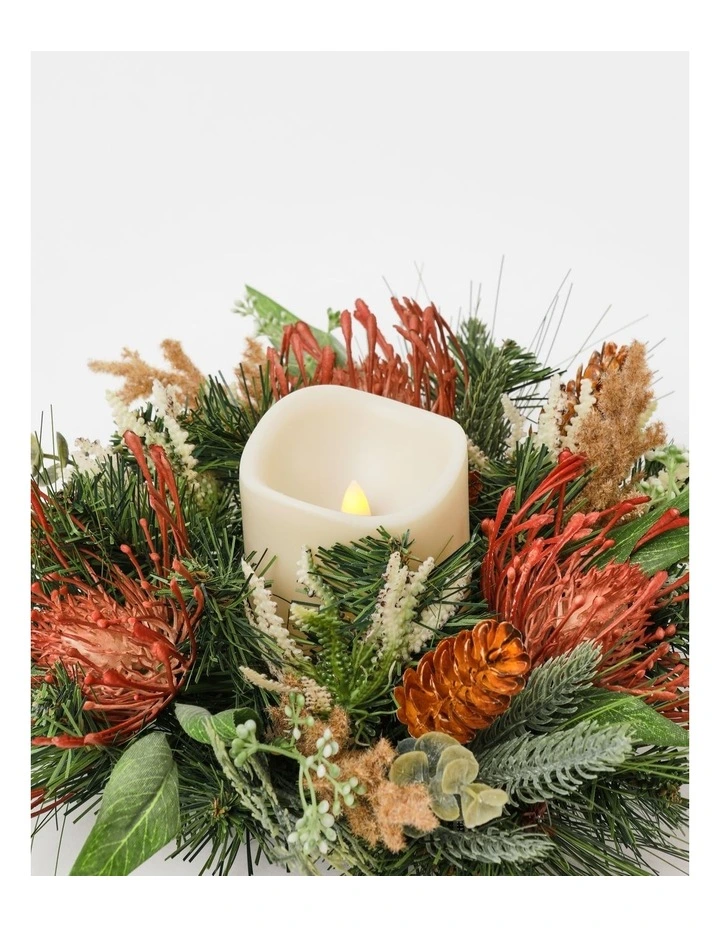 Eucalyptus Christmas Plastic Protea, Faux Pine & Foliage Hurricane 10 cm in Green image 4