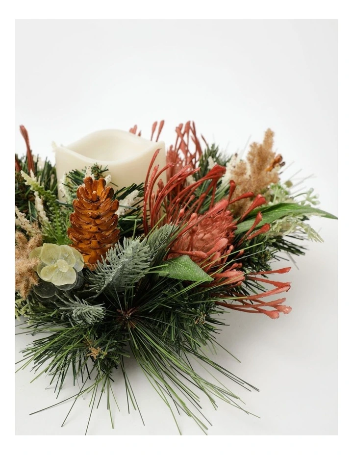 Eucalyptus Christmas Plastic Protea, Faux Pine & Foliage Hurricane 10 cm in Green image 5