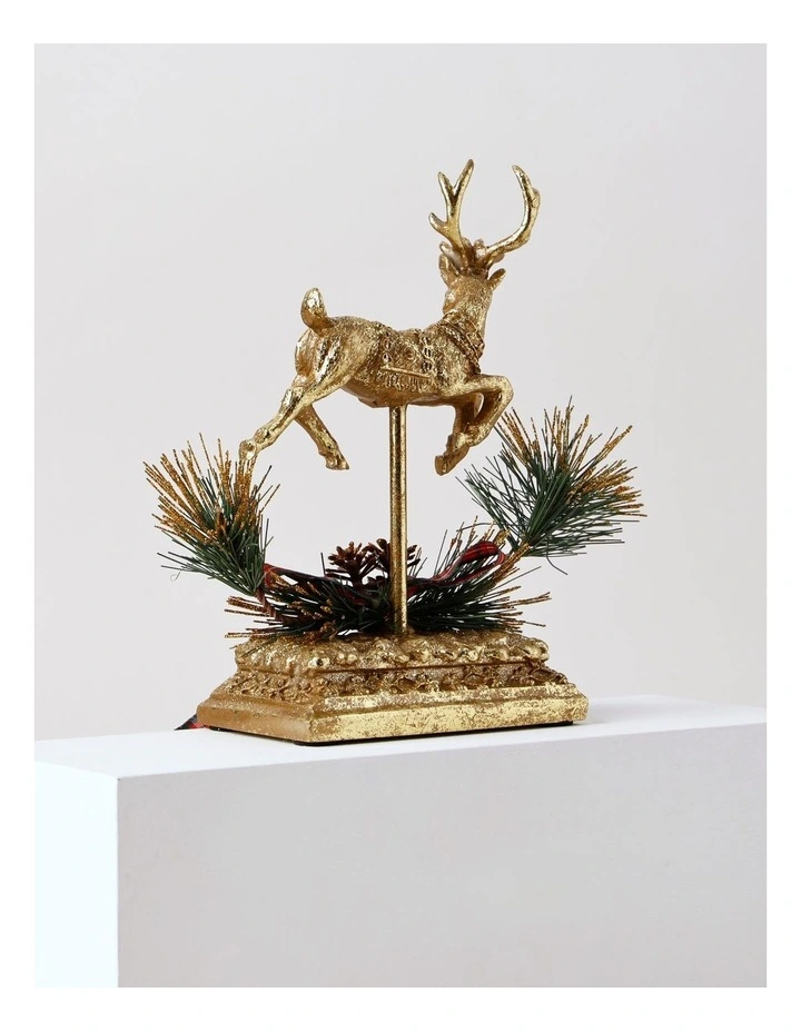 Heirloom Christmas Polyresin Leaping Reindeer Stocking Holder in Gold image 4