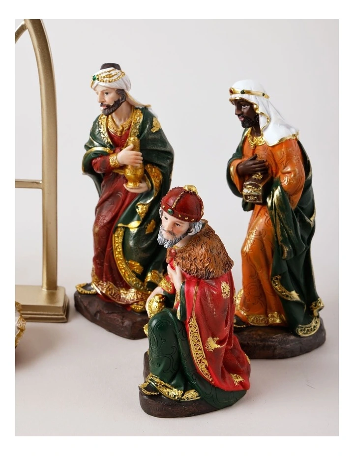 Heirloom Christmas Polyresin Glittered Nativity Set 20cm in White/Gold image 2
