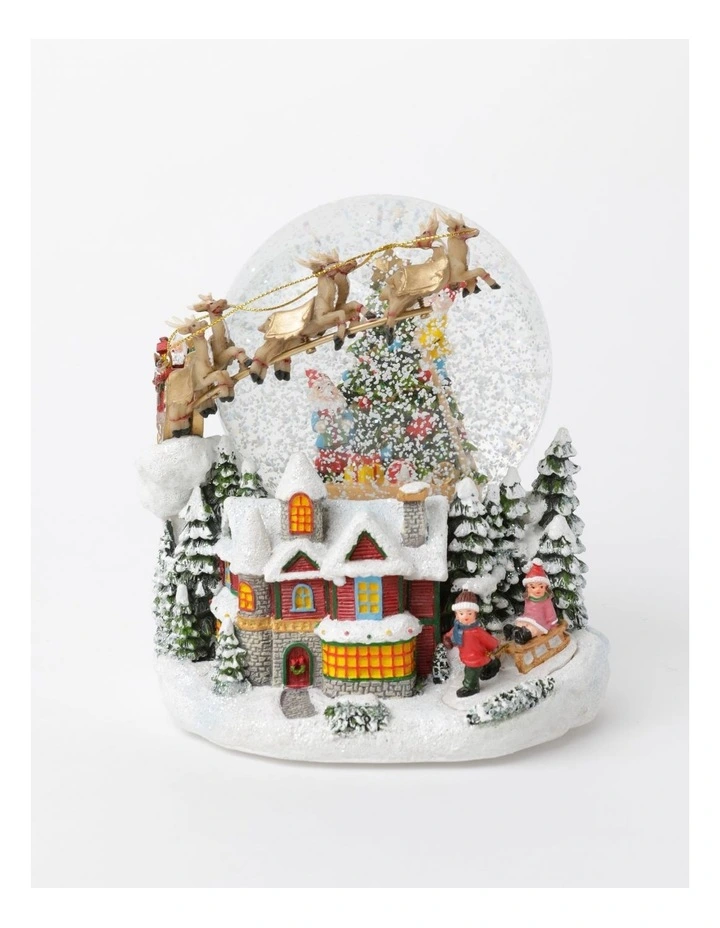 Heirloom Resin Christmas Tree & 3D Sleigh LED Snowglobe 17cm in Multi image 2