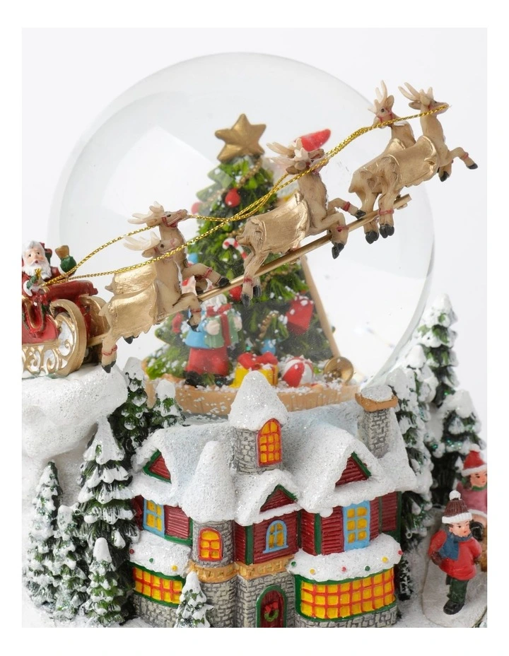 Heirloom Resin Christmas Tree & 3D Sleigh LED Snowglobe 17cm in Multi image 3