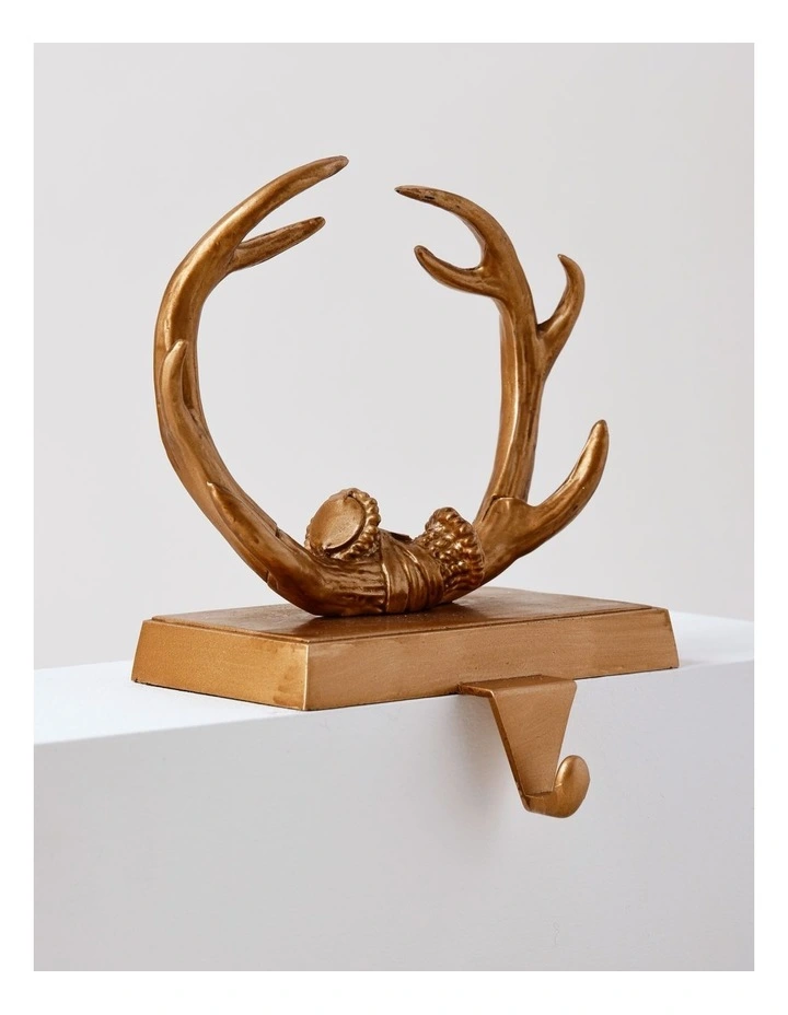 Harvest Christmas Metal Antler Stocking Holder 16cm in Copper image 4
