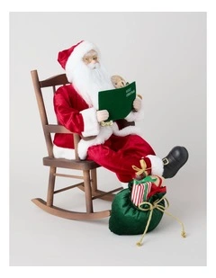 Heirloom Christmas Francis Rocking Chair Santa with Book 40cm in Red