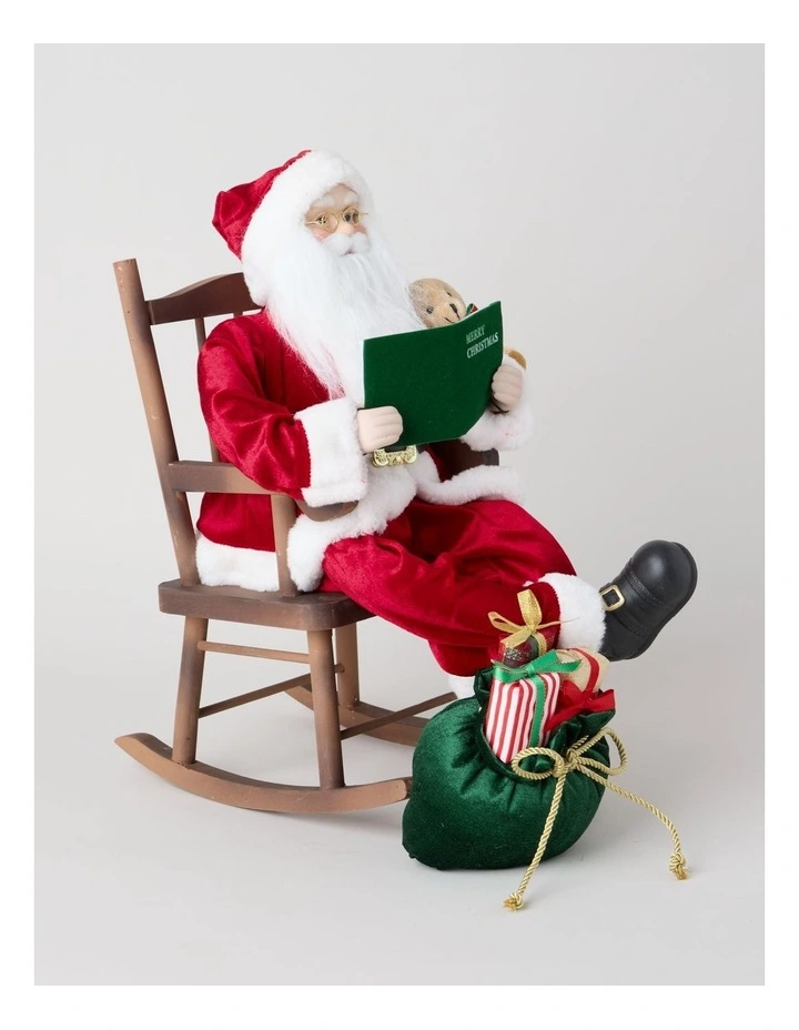 Heirloom Christmas Francis Rocking Chair Santa with Book 40cm in Red image 1
