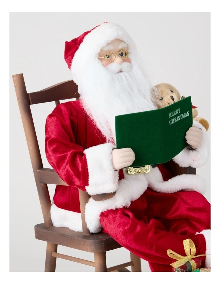 Heirloom Christmas Francis Rocking Chair Santa with Book 40cm in Red image 2