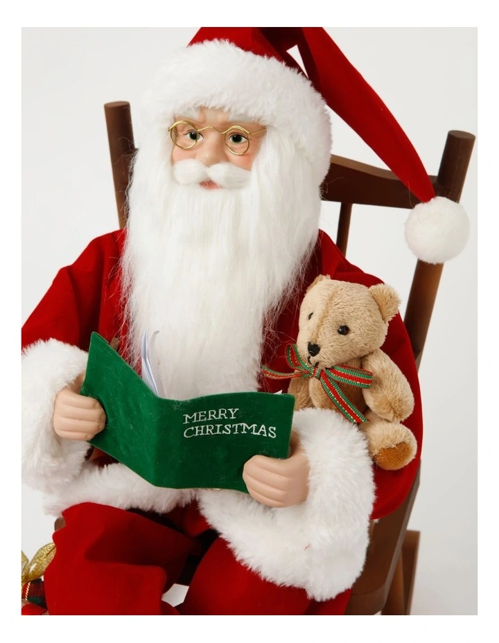 Heirloom Christmas Francis Rocking Chair Santa with Book 40cm in Red image 2