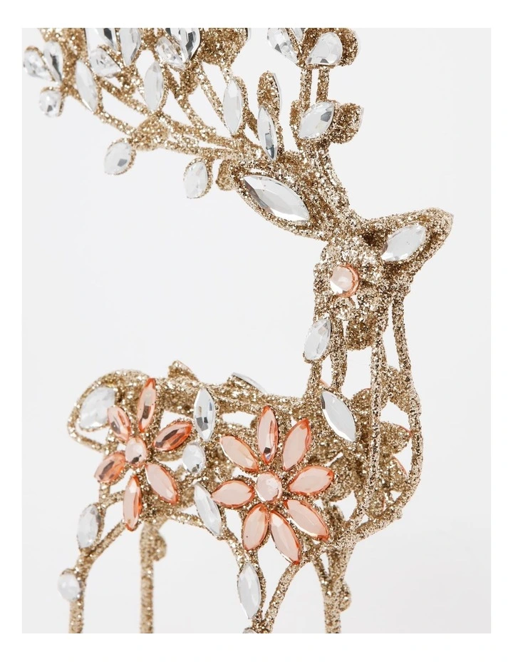 Luxe Christmas Bejewelled Wire Reindeer Stocking Holder 26cm in Gold image 4