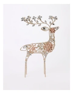 Luxe Christmas Glitter Wire Reindeer with Gems 42cm in Gold