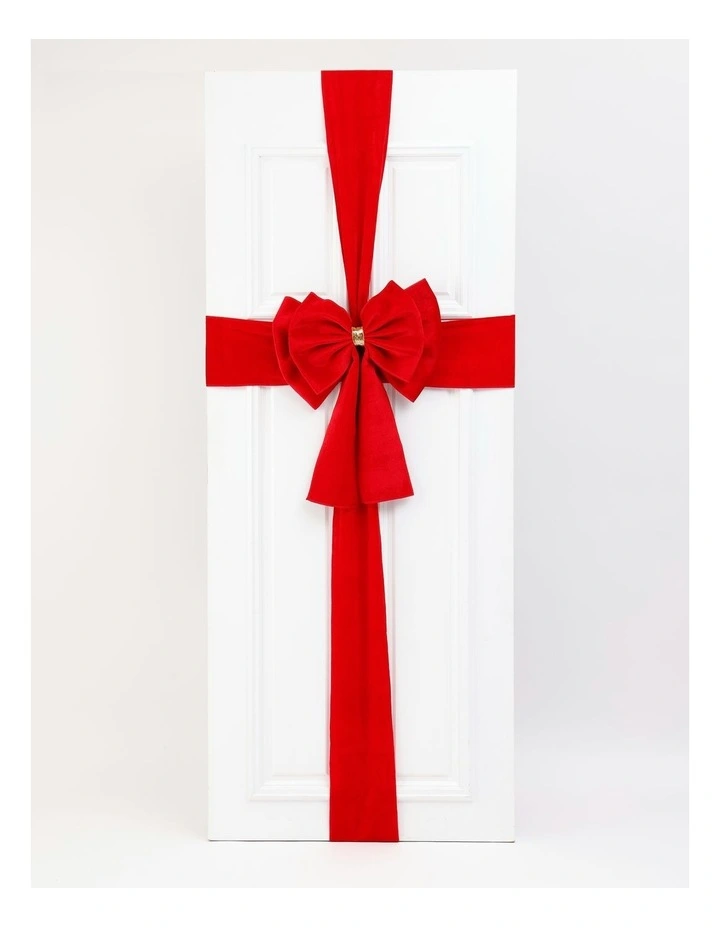 Heirloom Christmas Velvet Door Bow with Embellishment 64/440cm in Red image 1