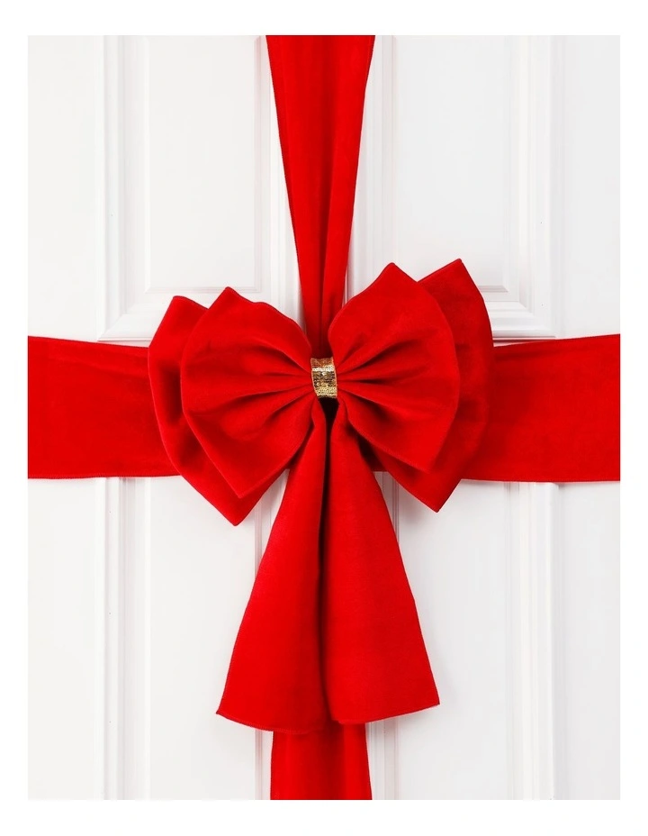 Heirloom Christmas Velvet Door Bow with Embellishment 64/440cm in Red image 2