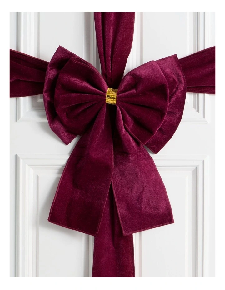 Heirloom Christmas Velvet Door Bow with Embellishment 64/440cm in Red image 2
