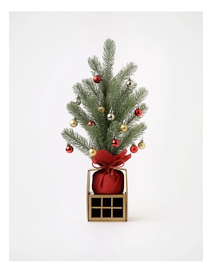 Heirloom Christmas Douglas Fir Tabletop Tree withDIY Ornaments 46cm in Red/Green image 3